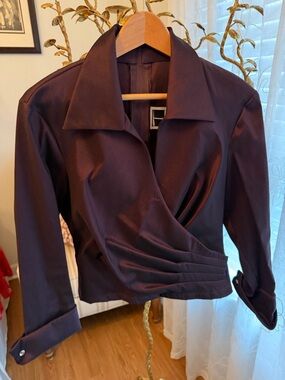 Tadashi Shoji Deep Plum Wrap Jacket